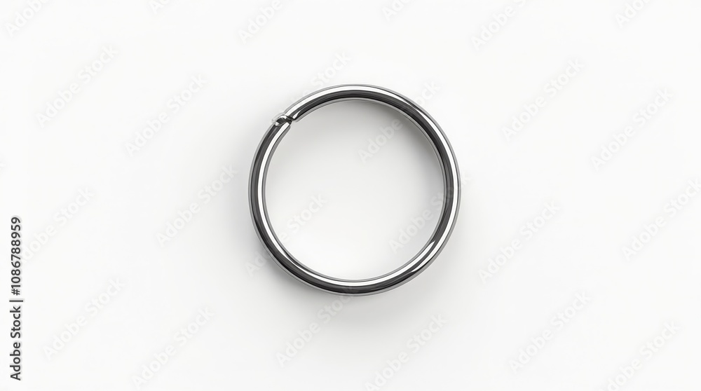 Close-up of a silver ring on a white background, minimalist design Close-up of a silver ring on a white background, minimalist design