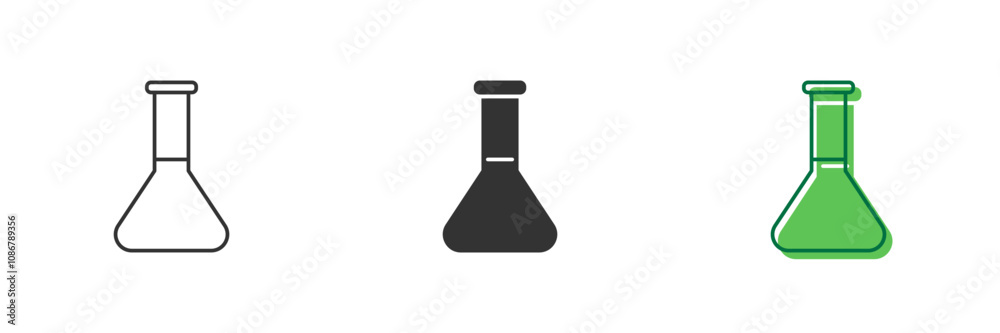 Eco Lab Flask Line and Silhouette Icon Set. Laboratory Beakers Representing Environmental Chemistry. Organic Scientific Lab Icon. Editable Stroke. Isolated Vector Illustration Eco Lab Flask Line and Silhouette Icon Set. Laboratory Beakers Representing Environmental Chemistry. Organic Scientific Lab Icon. Editable Stroke. Isolated Vector Illustration