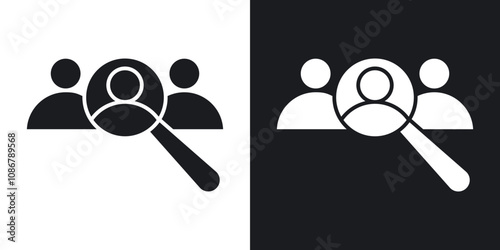 Job vacancy icon set in black filled and solid filled style