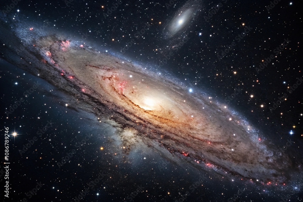 Fototapeta premium Deep Space Galaxy with Supernova Explosion, celestial bodies, stars, dark matter, space