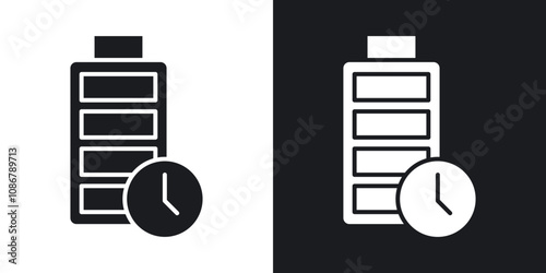 Battery life icon set in black filled and solid filled style