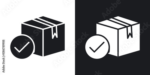 Order receive icon set in black filled and solid filled style