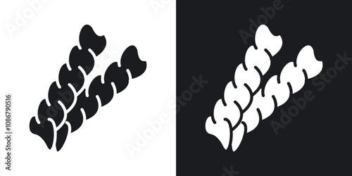 Pasta icon set in black filled and solid filled style