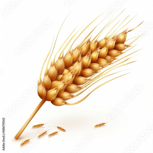 Wheat icon, rye ears sign, barley emblem, oats, cereals symbol, wheat ear, seeds, corns set photo