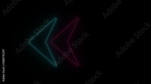 Wallpaper Mural Neon, glowing left indicator arrow animation. 4k render. High resolution Video footage. Torontodigital.ca