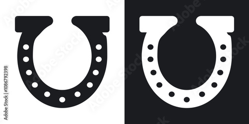 Horseshoe icon set in black filled and solid filled style