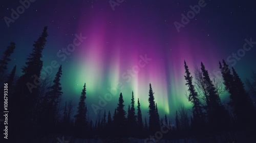 Aurora Borealis over Forest