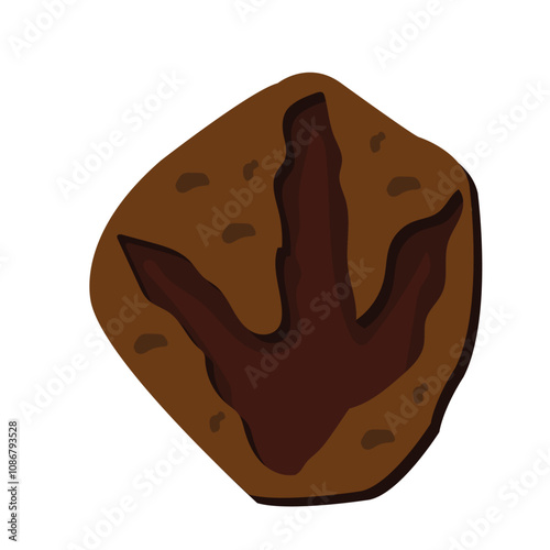 fossil dinosaur foot print, Archeology jurassic foot print silhouette illustration