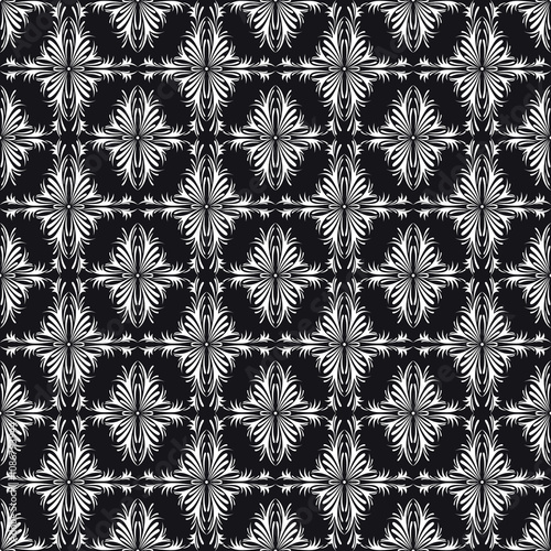 Seamless background stylized floral ornament. Graphic plant one color vector drawing.