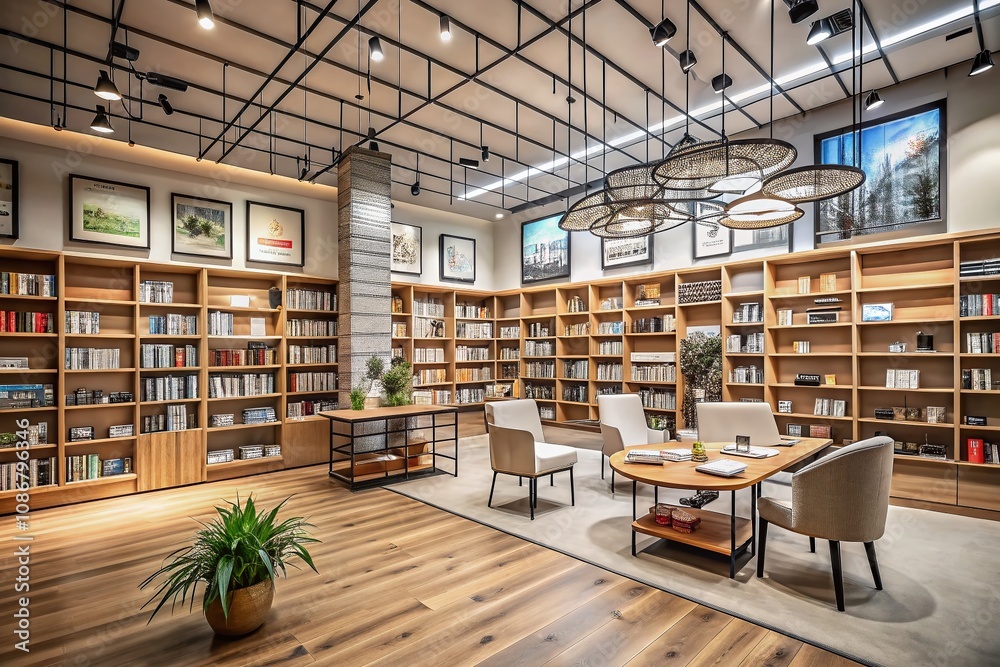 Continuous Line Drawing of a Cozy Bookstore and Library in Minimalist Style, Perfect for Urban Exploration Photography and Artistic Home Decor Continuous Line Drawing of a Cozy Bookstore and Library in Minimalist Style, Perfect for Urban Exploration Photography and Artistic Home Decor