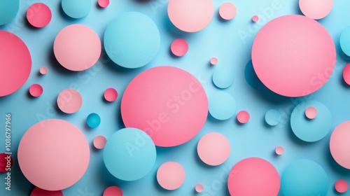 Playful Pastel Circles on Blue Background