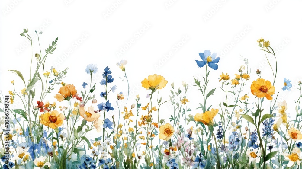 Watercolor Wildflowers Art Watercolor Wildflowers Art