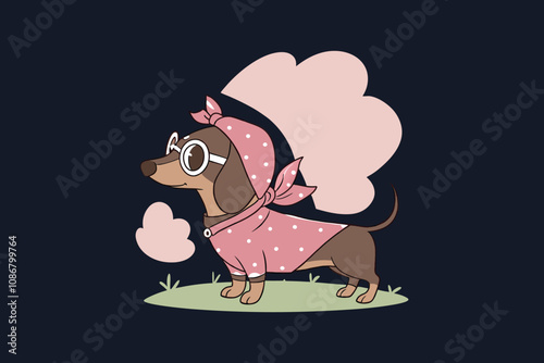 cute Dachshund Paws and Polka Dots vector