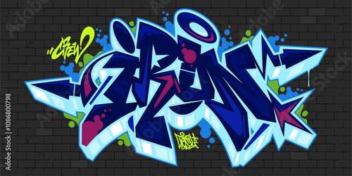 Dark Hip Hop Abstract Word Iron Graffiti Style Font Lettering Vector Illustration Template Art