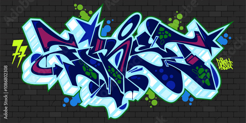 Dark Urban Hip Hop Abstract Word First Graffiti Style Font Lettering Vector Illustration Template