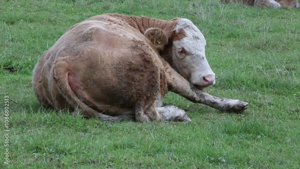 Cows are grazing in a pasture near a farm. Cows are grazing in a pasture near a farm.