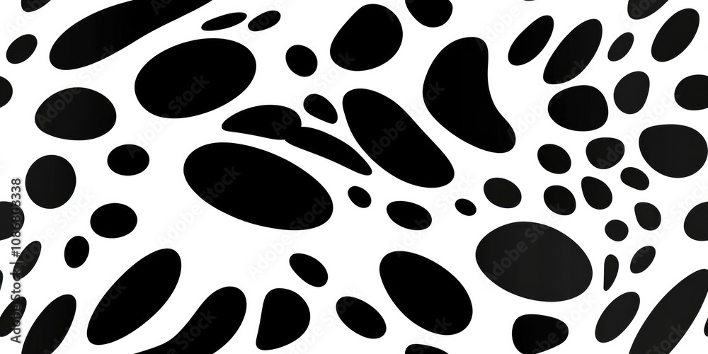 Seamless pattern illustration of bold abstract black spots on a white background, perfect for stylish and contemporary animal-inspired decoration and designs.. Seamless pattern illustration of bold abstract black spots on a white background, perfect for stylish and contemporary animal-inspired decoration and designs..
