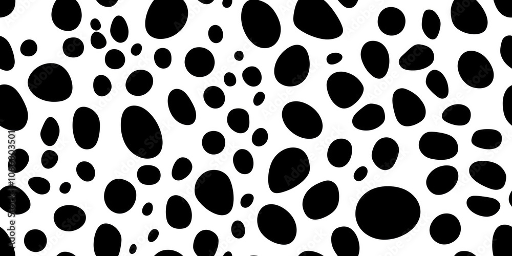 Seamless pattern of small irregular black spots on a white background, resembling Dalmatian fur, ideal for modern and minimal animal-inspired designs.. Seamless pattern of small irregular black spots on a white background, resembling Dalmatian fur, ideal for modern and minimal animal-inspired designs..