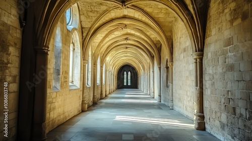 A medieval castle with grand hallways.