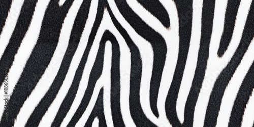 Seamless pattern of realistic zebra fur texture in black and white, capturing detailed wildlife elements for elegant and stylish creative designs..