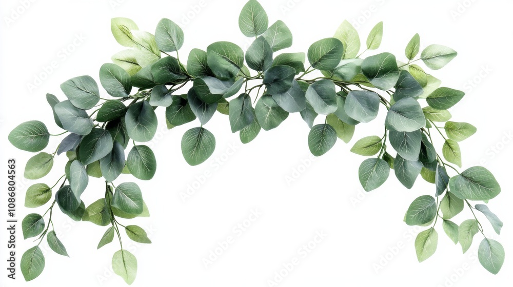 Fototapeta premium Greenery Garland Over White Background