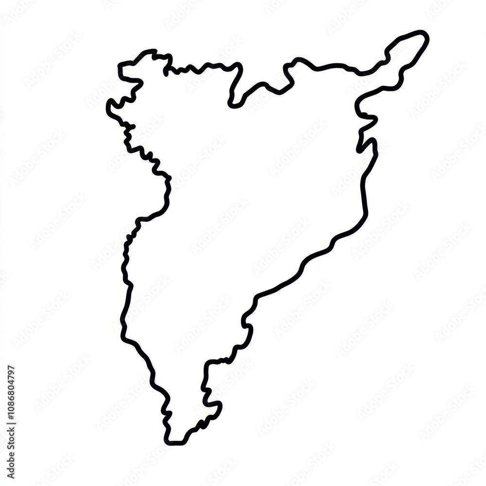 Outline of Tamil Nadu State in India - Blank Map Template for Educational and Illustrative Purposes, Ideal for Presentations and Geographic Studies Outline of Tamil Nadu State in India - Blank Map Template for Educational and Illustrative Purposes, Ideal for Presentations and Geographic Studies