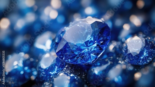 Sparkling blue gemstones with brilliant facets, reflecting light and showcasing stunning beauty and elegance.