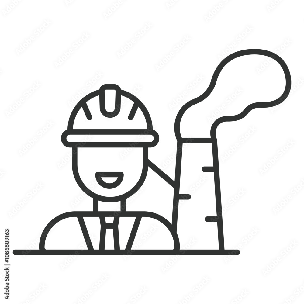 Power Plant Operator, icon in line design. Power, plant, operator, energy, control, electricity, machinery on white background vector. Power Plant Operator editable stroke icon Power Plant Operator, icon in line design. Power, plant, operator, energy, control, electricity, machinery on white background vector. Power Plant Operator editable stroke icon
