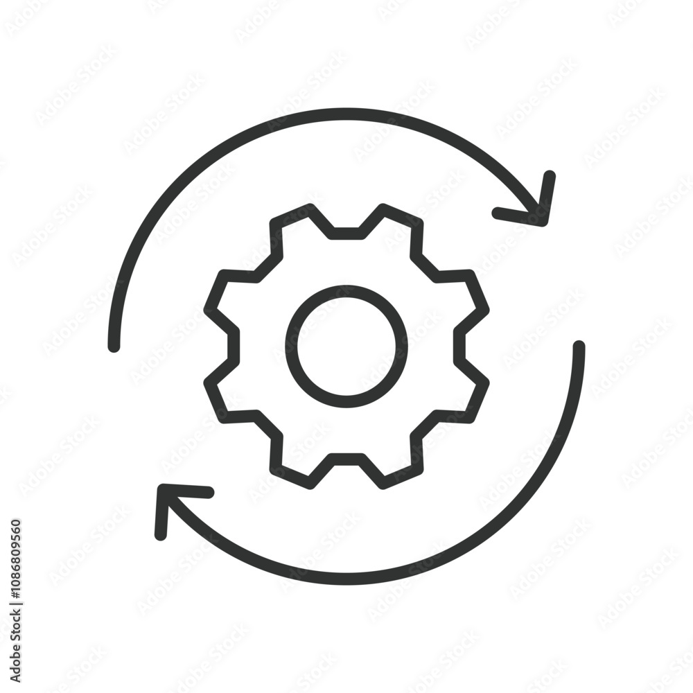 Gear rotation, icon in line design. Gear, rotation, mechanism, motion, system, engineering, machinery on white background vector. Gear rotation editable stroke icon Gear rotation, icon in line design. Gear, rotation, mechanism, motion, system, engineering, machinery on white background vector. Gear rotation editable stroke icon
