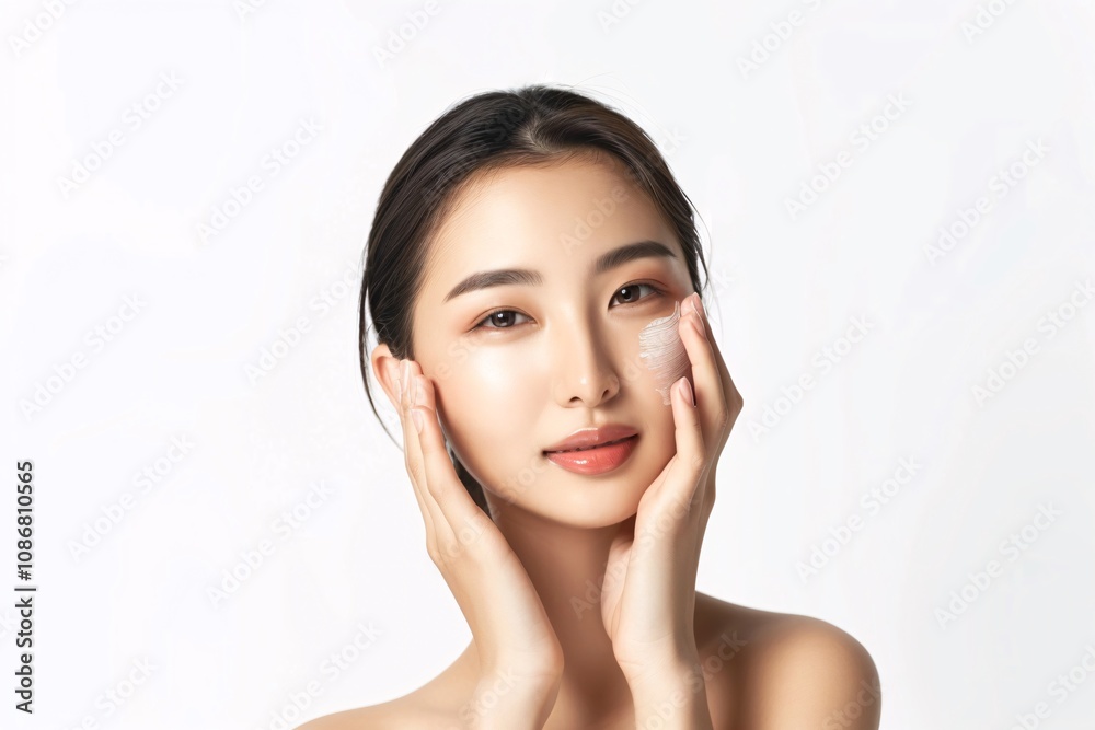 Charming Asian woman with radiant makeup and elegant hair.. Charming Asian woman with radiant makeup and elegant hair..