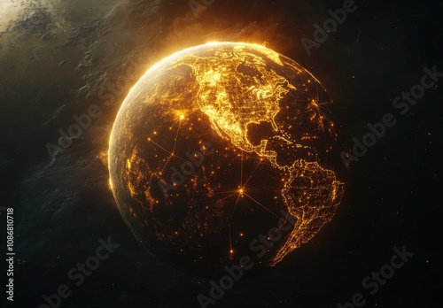 Wallpaper Mural Stunning Night View of Earth Illuminated by Urban Lights and Connections, Showcasing the Integration of Technology and Nature from Space Perspective Torontodigital.ca