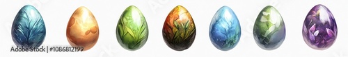 Colorful Gemstone Eggs - Artistic Digital Illustration