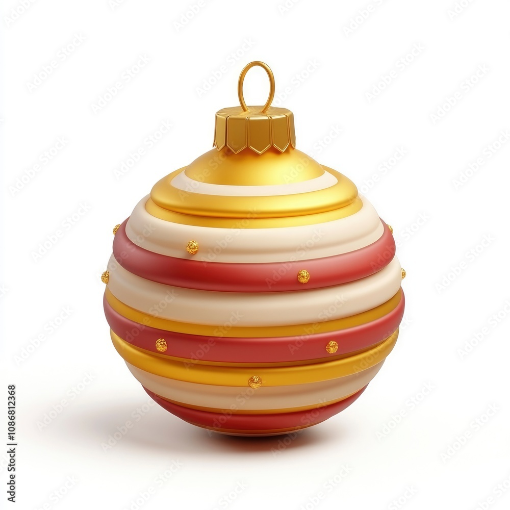 Elegant Gold, Cream, and Red Striped Christmas Ornament Elegant Gold, Cream, and Red Striped Christmas Ornament