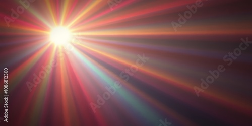 Bright light shining through colorful rays in a serene background