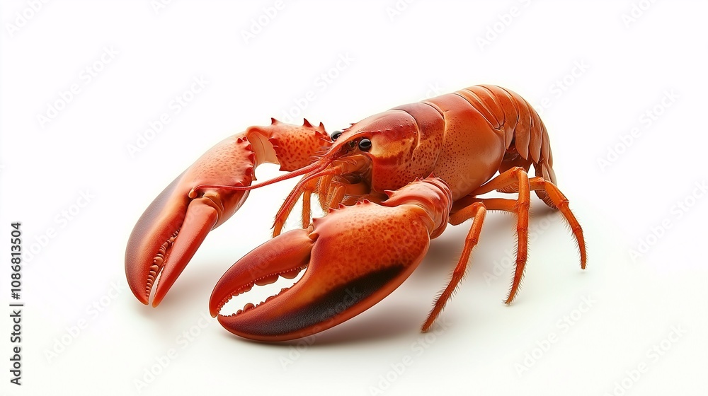 Dynamic Scene of a Lobster Walking on a White Surface Captured in a Studio Setting with Soft Lighting for Culinary or Marine Life Themes Dynamic Scene of a Lobster Walking on a White Surface Captured in a Studio Setting with Soft Lighting for Culinary or Marine Life Themes