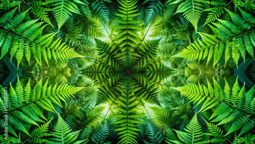 Elegant Green Caro Pattern Creating a Breathtaking Double Exposure Effect with Nature Elements for Modern Textile Designs