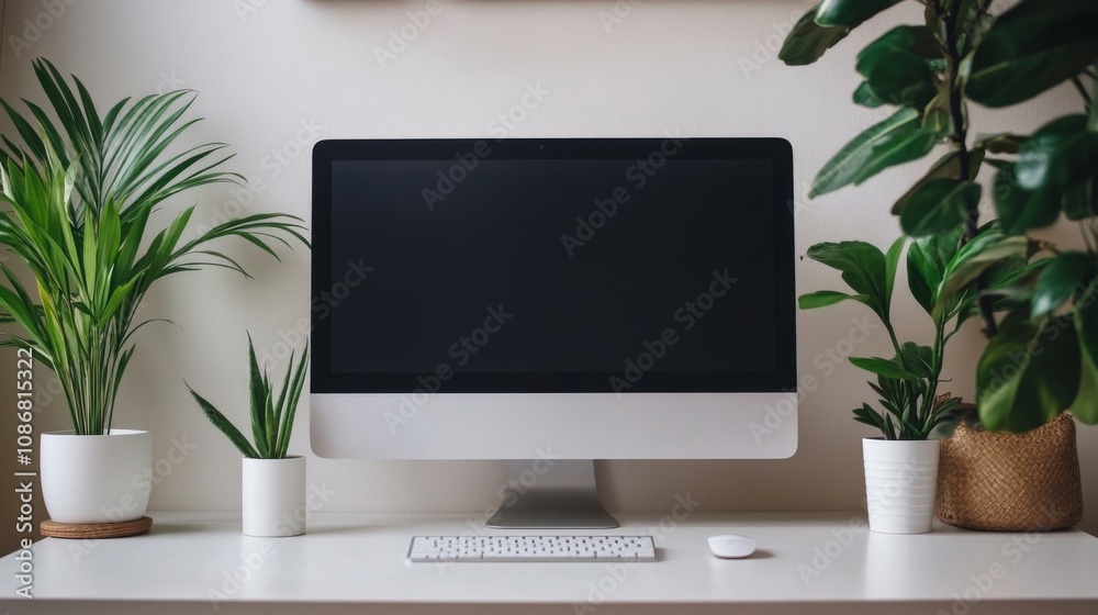 Modern Workspace with Plants Modern Workspace with Plants