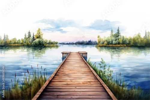 Wallpaper Mural Lake pier landscape boardwalk. Torontodigital.ca