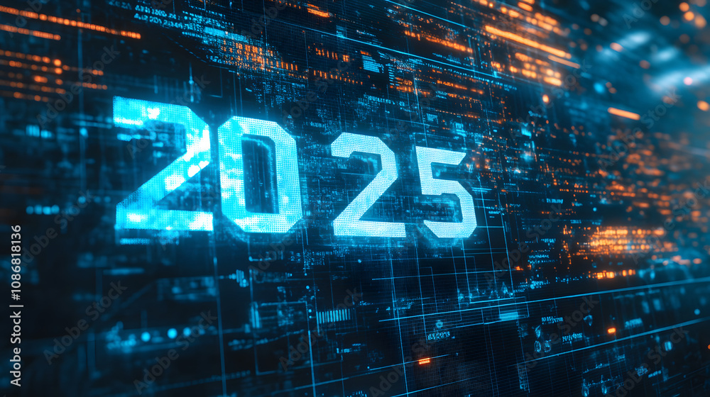 未来感溢れる「2025」グラフィック 未来感溢れる「2025」グラフィック
