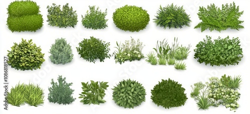 Diverse Green Plants Collection for Garden Design