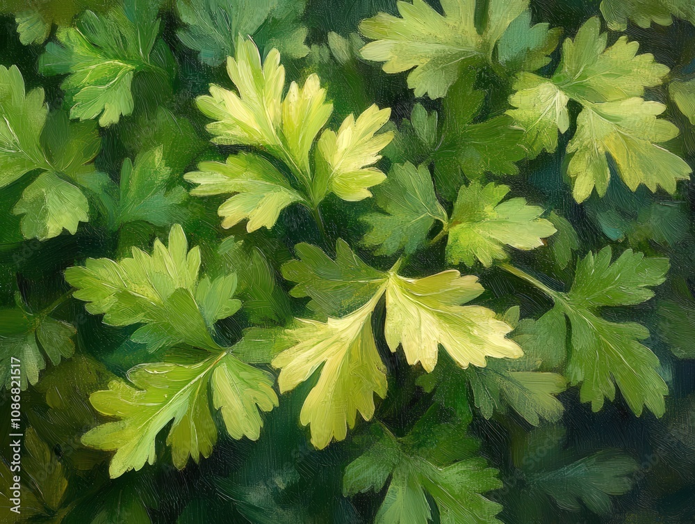 Vibrant green parsley leaves showcasing a rich texture and fresh appearance, perfect for culinary and gardening themes. Vibrant green parsley leaves showcasing a rich texture and fresh appearance, perfect for culinary and gardening themes.