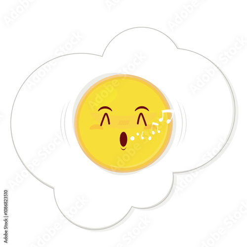 fried egg whistling face cartoon cute