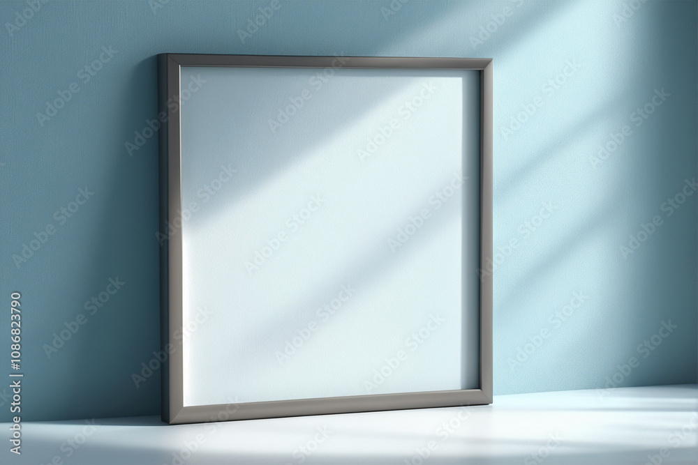 Sophisticated Wooden Flyer Frame Mockup on White Desk with Natural Lighting