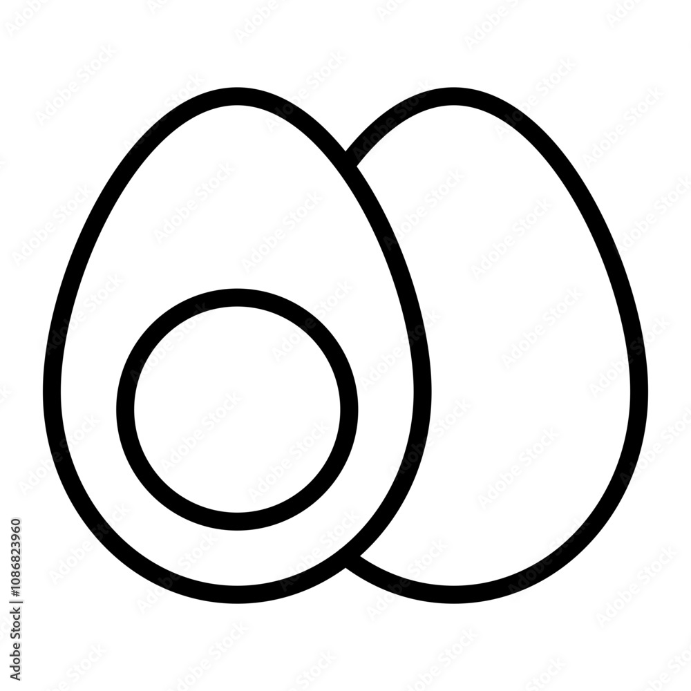 Boiled Egg Vector Line Icon Design Boiled Egg Vector Line Icon Design