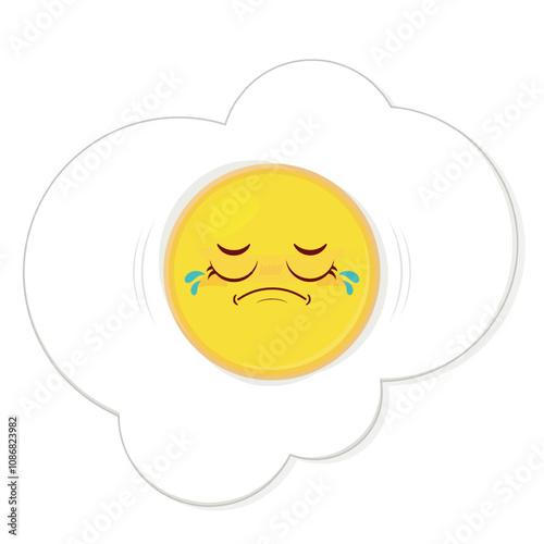 fried egg crying face cartoon cute