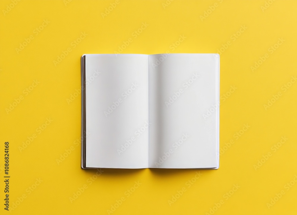 Blank Open Book on Yellow Background Blank Open Book on Yellow Background