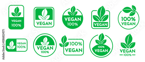 Vegan food icon set badge sign. Ecology, Organic logos