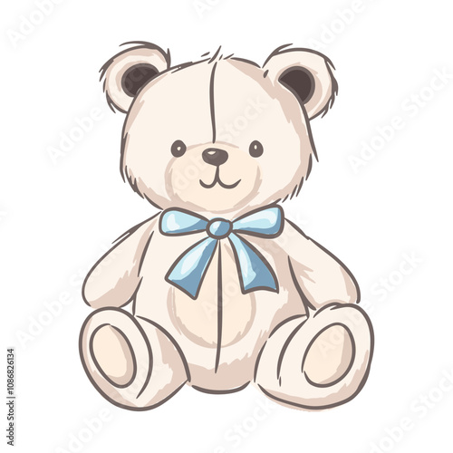 A fluffy teddy bear with a blue bow, perfect for kids rooms or as a comforting gift for children.