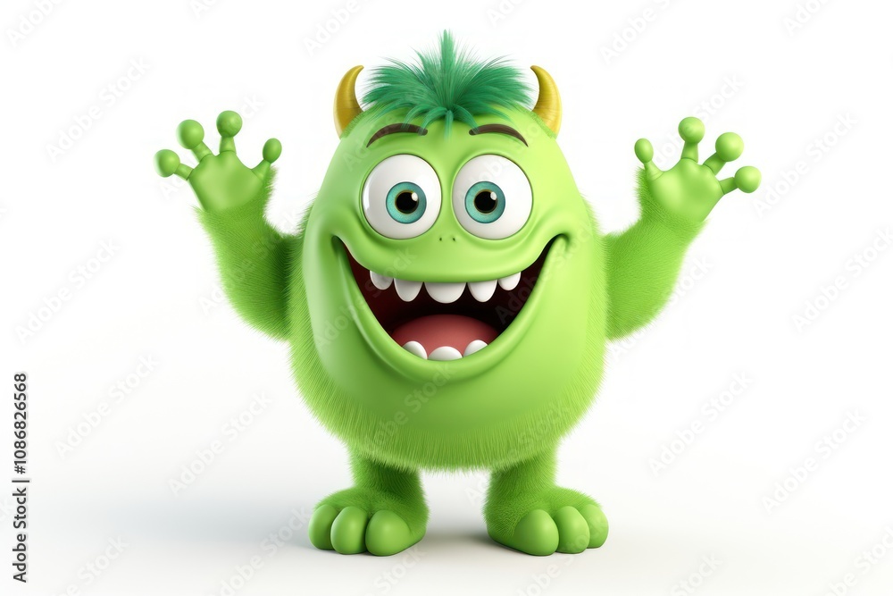 Fototapeta premium Green cartoon plush toy.