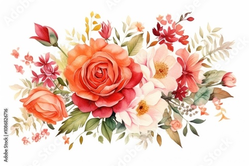 Fototapeta Naklejka Na Ścianę i Meble -  Bouquet of flowers painting pattern plant.